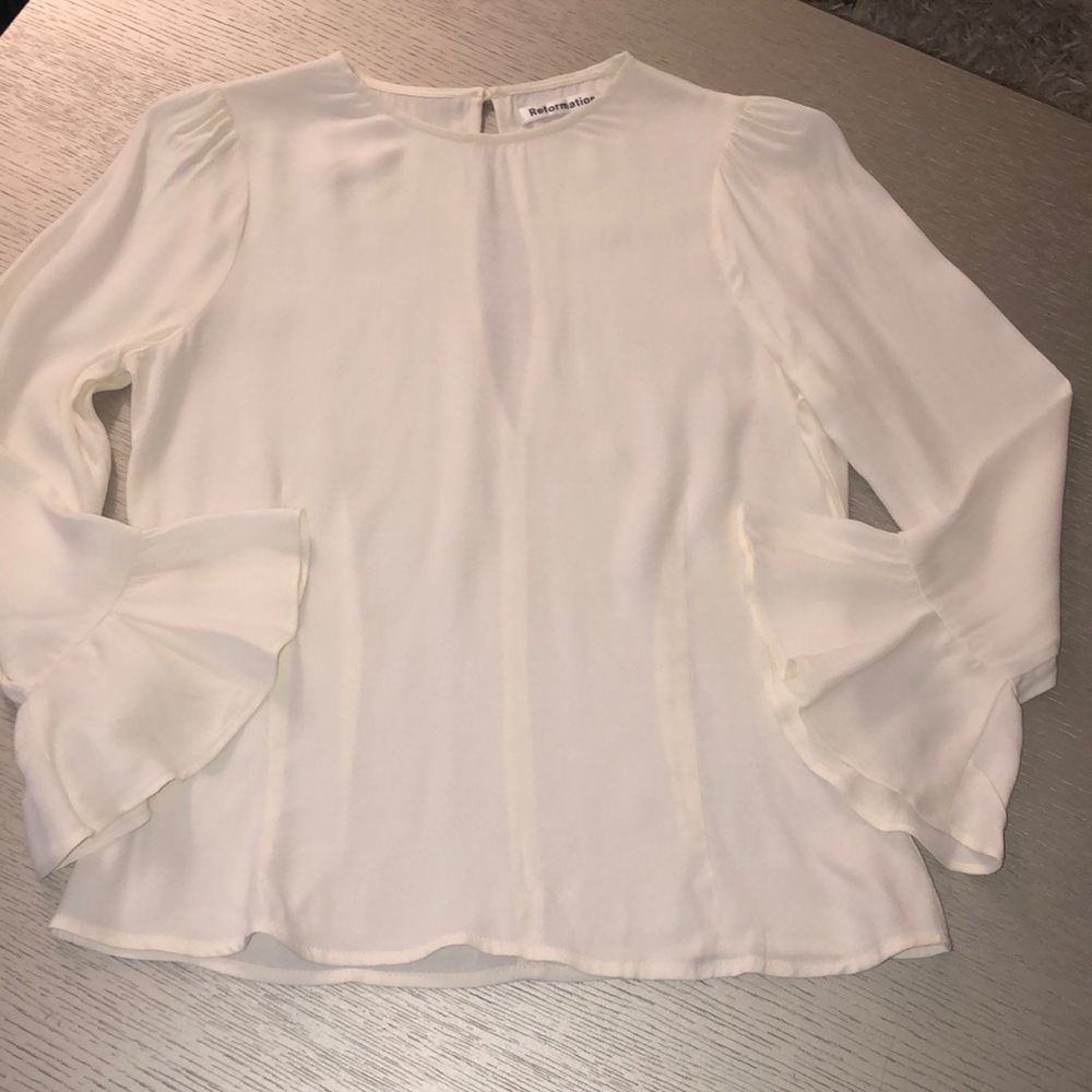 Reformation Cream Blouse